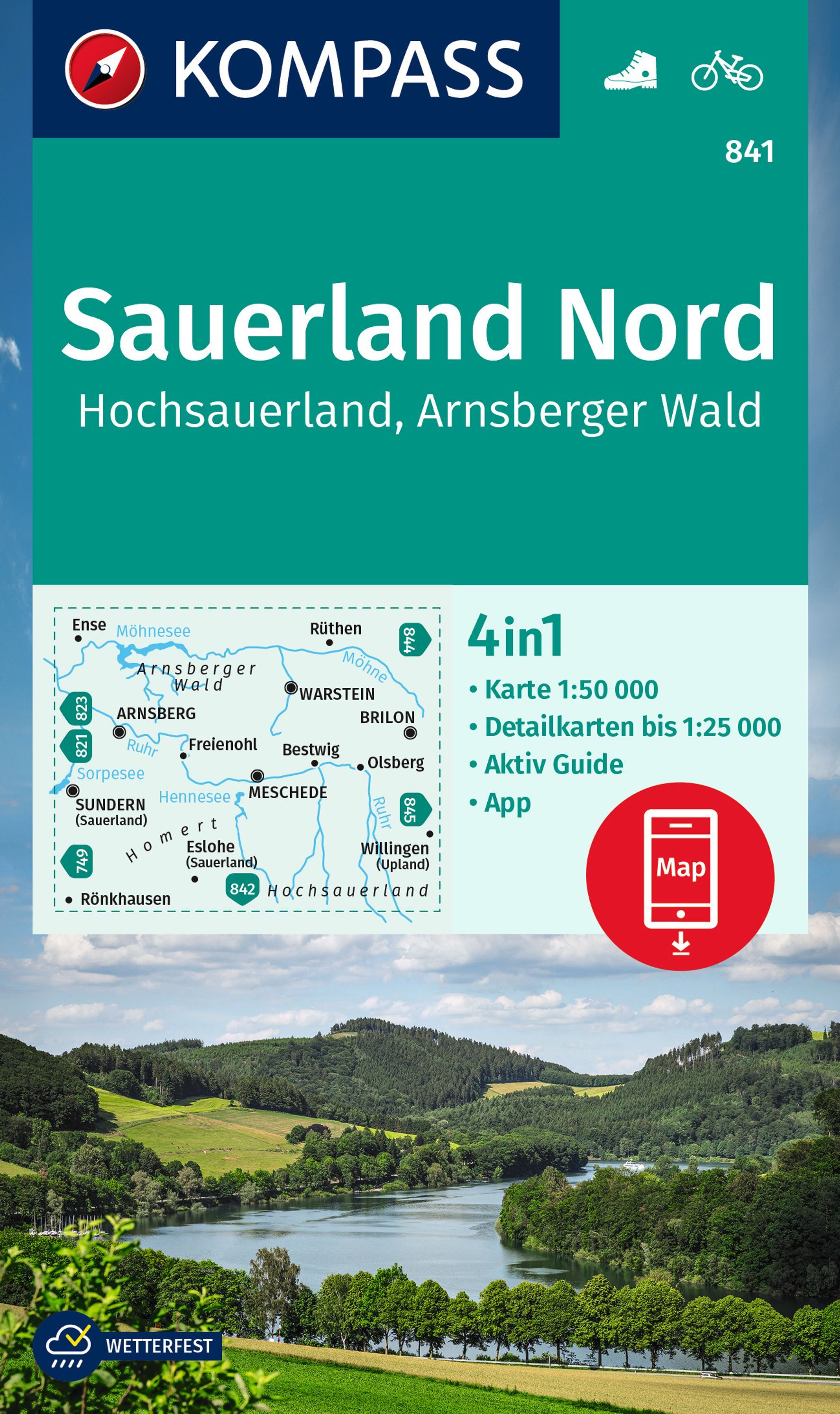 9783991217022 Cover Kompass Wanderkarte Sauerland Nord