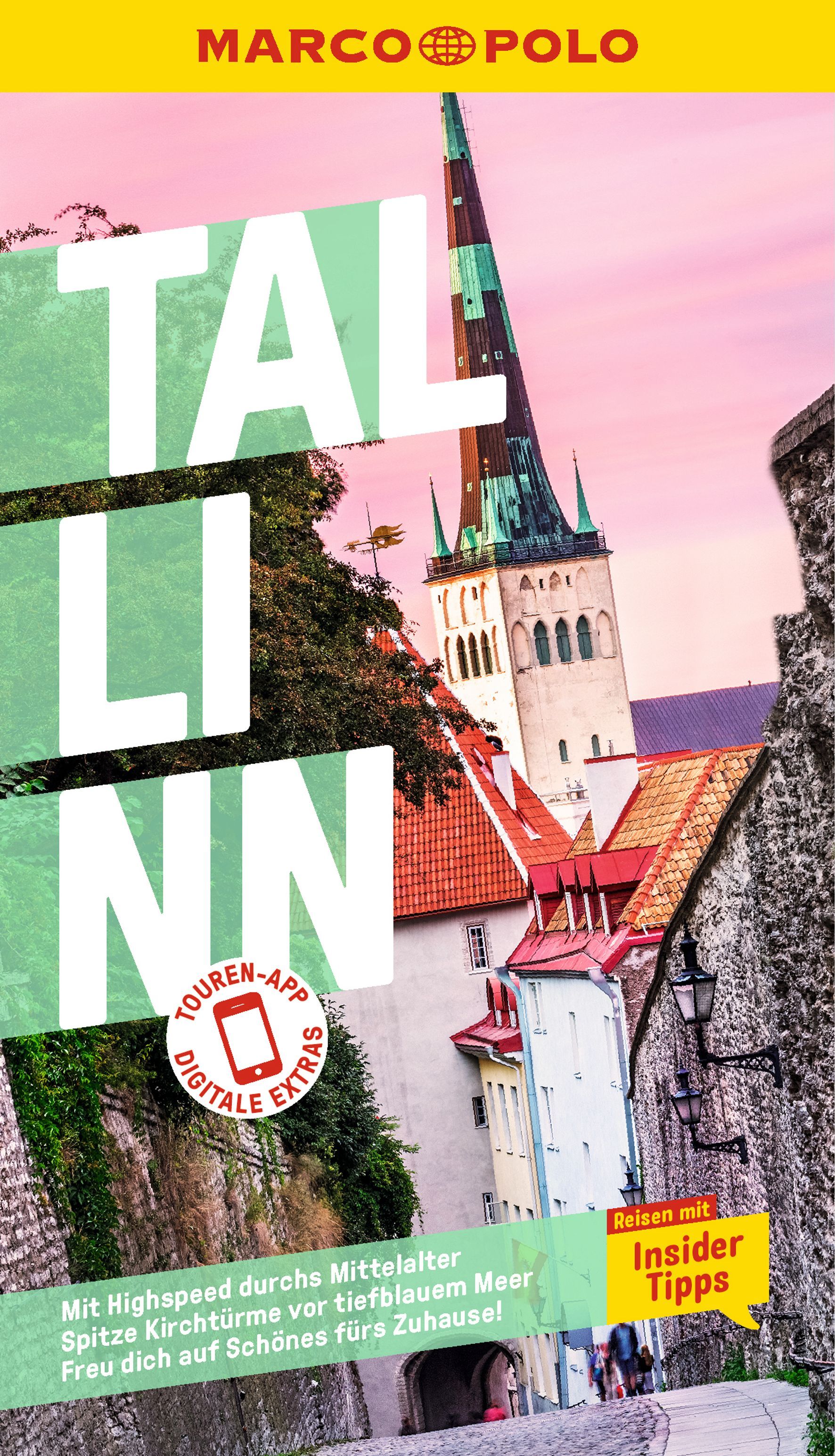 MARCO POLO Reiseführer Tallinn Werbung, Plakat, Turmspitze, Turm, Person,
