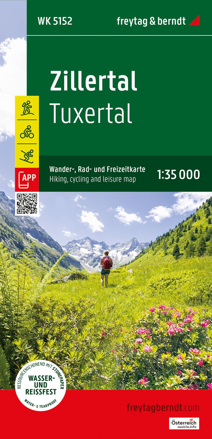 Zillertal, Wander-, Rad- und Freizeitkarte, f&b Werbung, Plakat, Draußen, Natur, Wandern
