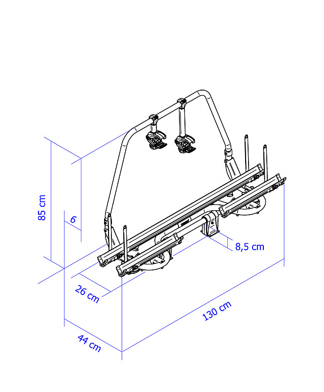 Thule Deichselfahrradträger. Mit Maßangaben