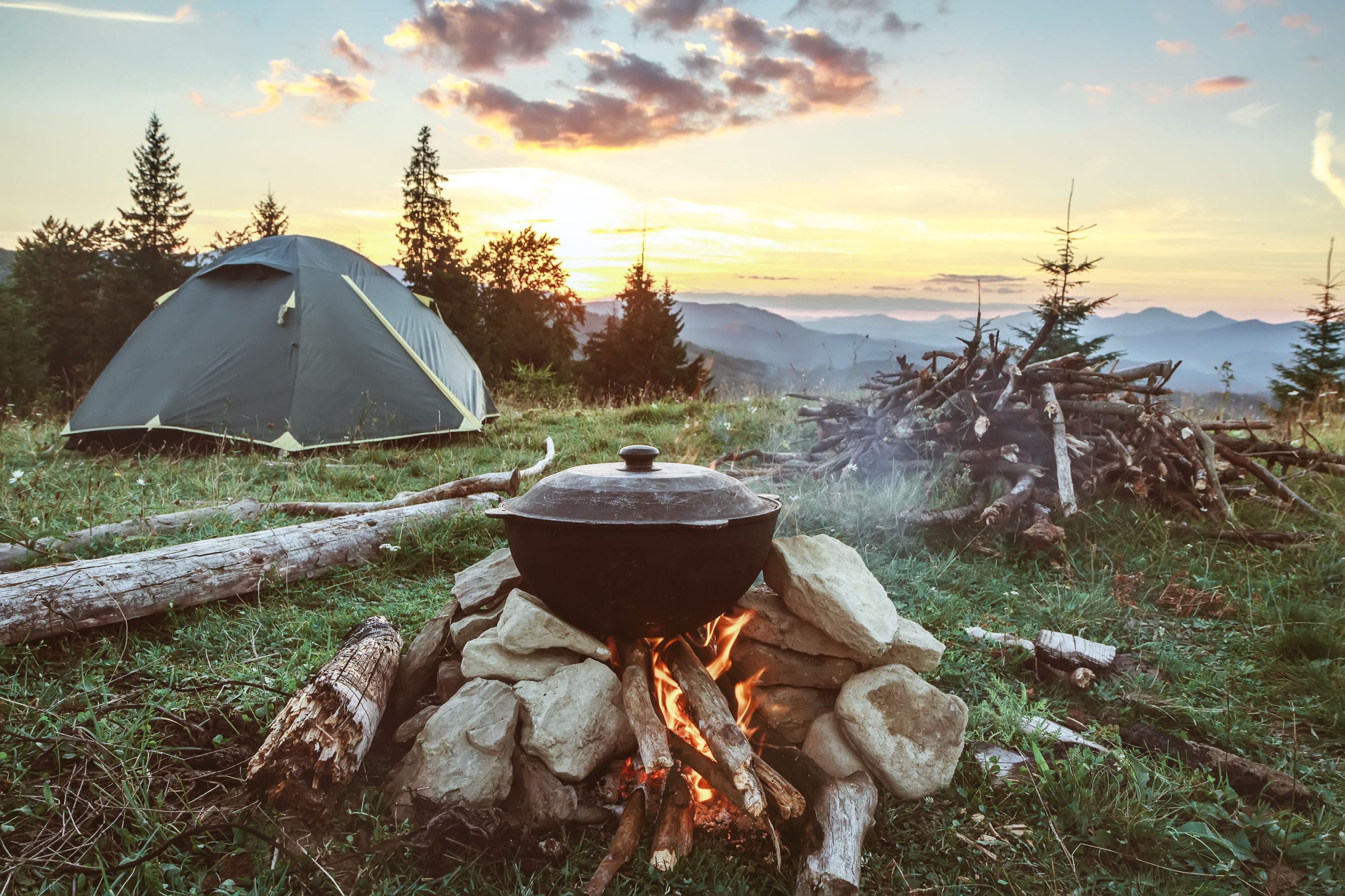 camping, Zelt, Lagerfeuer, Outdoor, Wälder