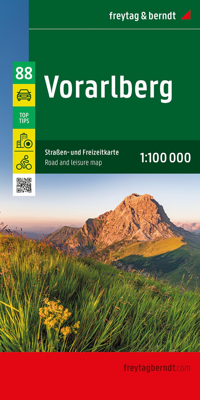 Vorarlberg, Straßen- und Freizeitkarte, f&b Landschaft, Gras, Werbung, Plakat, Gipfel,
