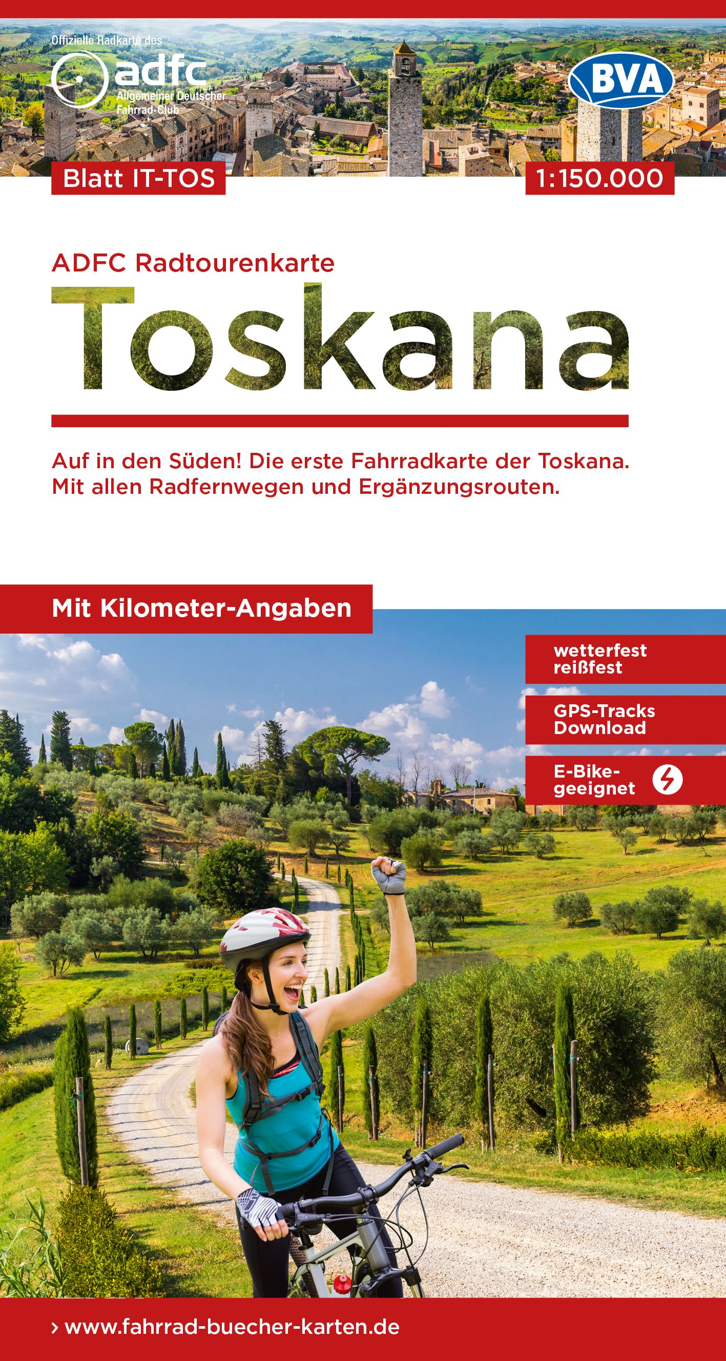 9783969901823 Cover ADFC Radtourenkarte Toskana