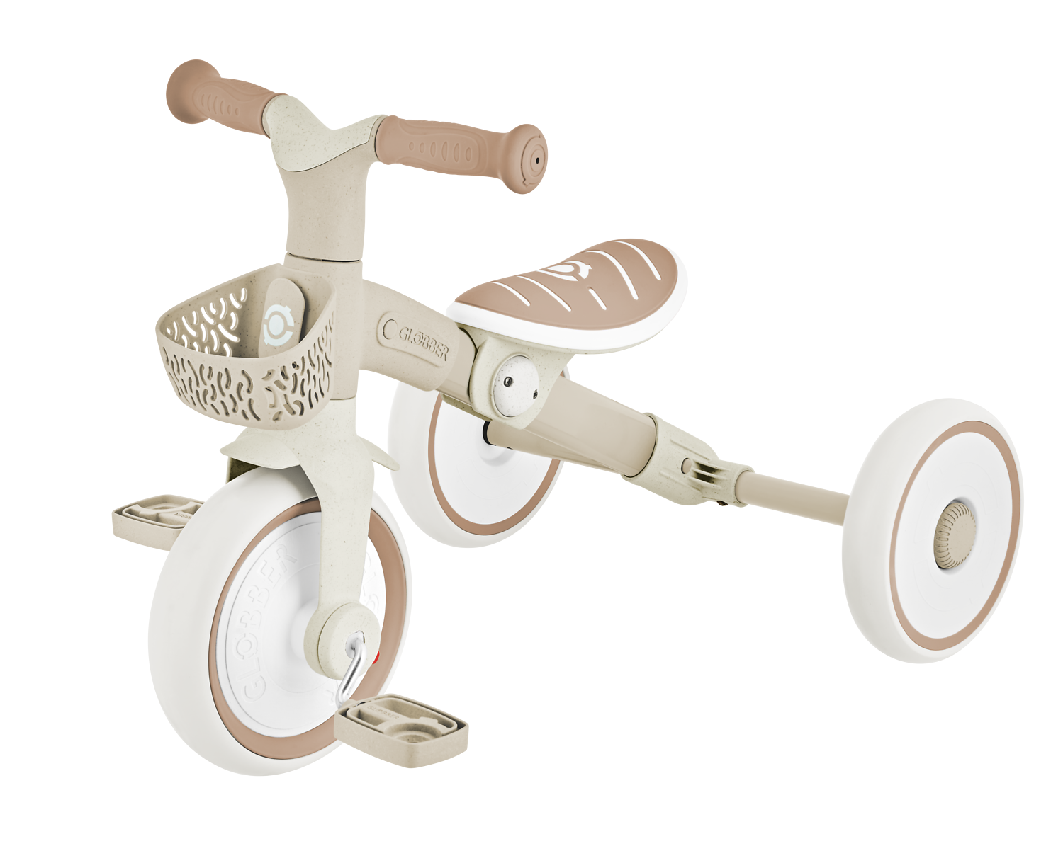 Kinderfahrrad, Dreirad, Beige, Pannierkorb, Pedale