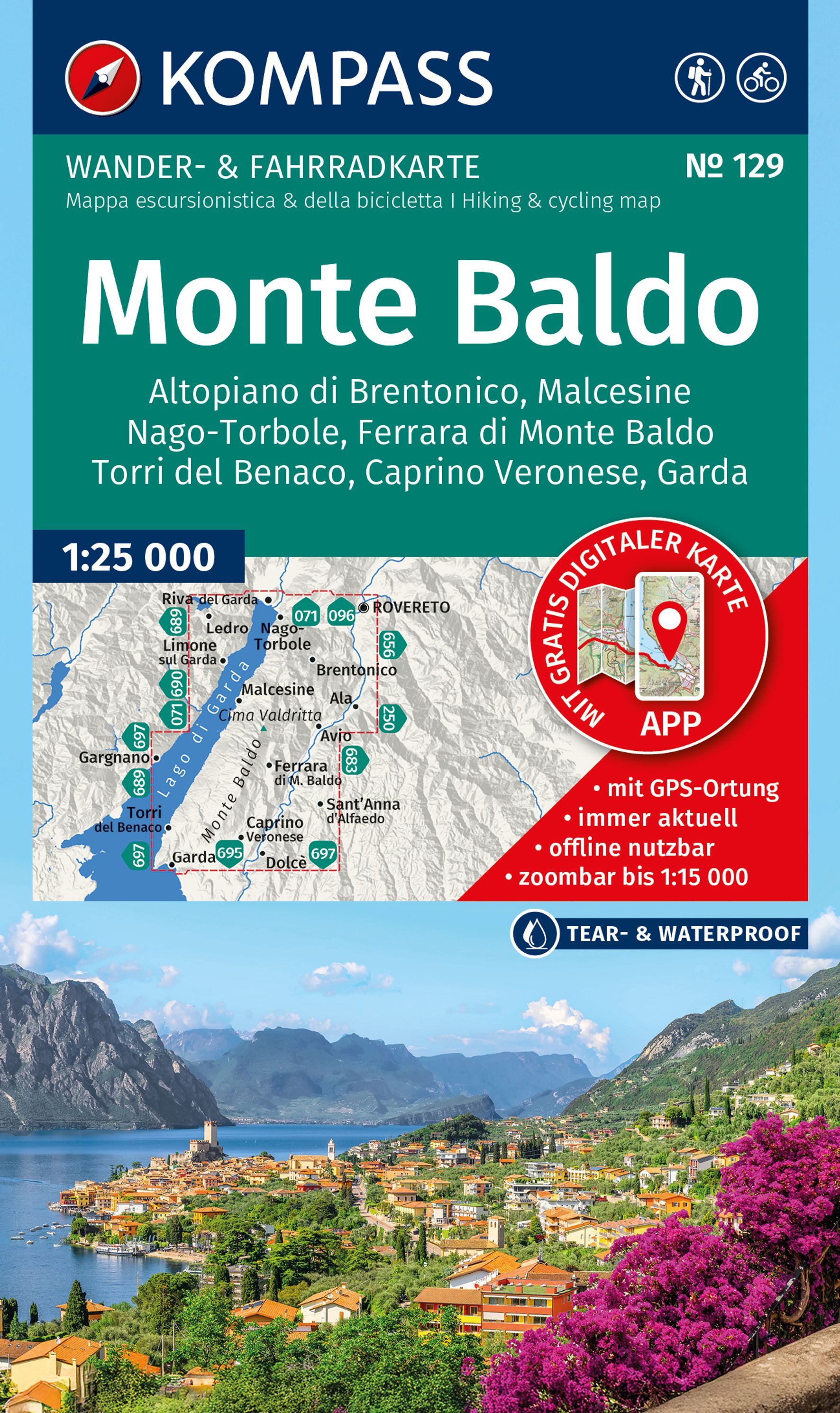 Kompaktkarte, Wanderkarte, Monte Baldo, GPS Karte, TROCKENWASSERBESTÄNDIG