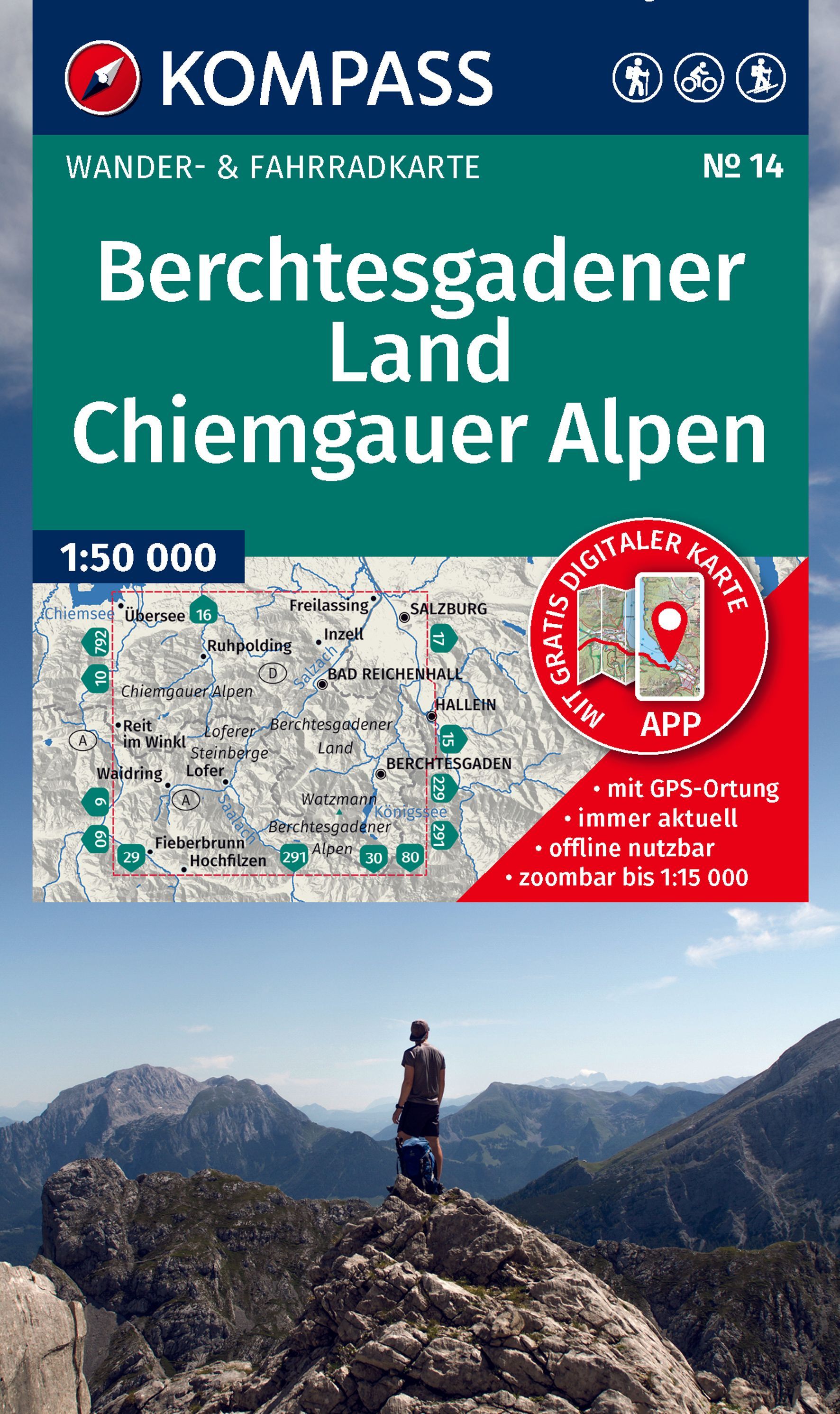 Taschenkarte, Wanderkarte, Berchtesgaden, Alpen, GPS-App
