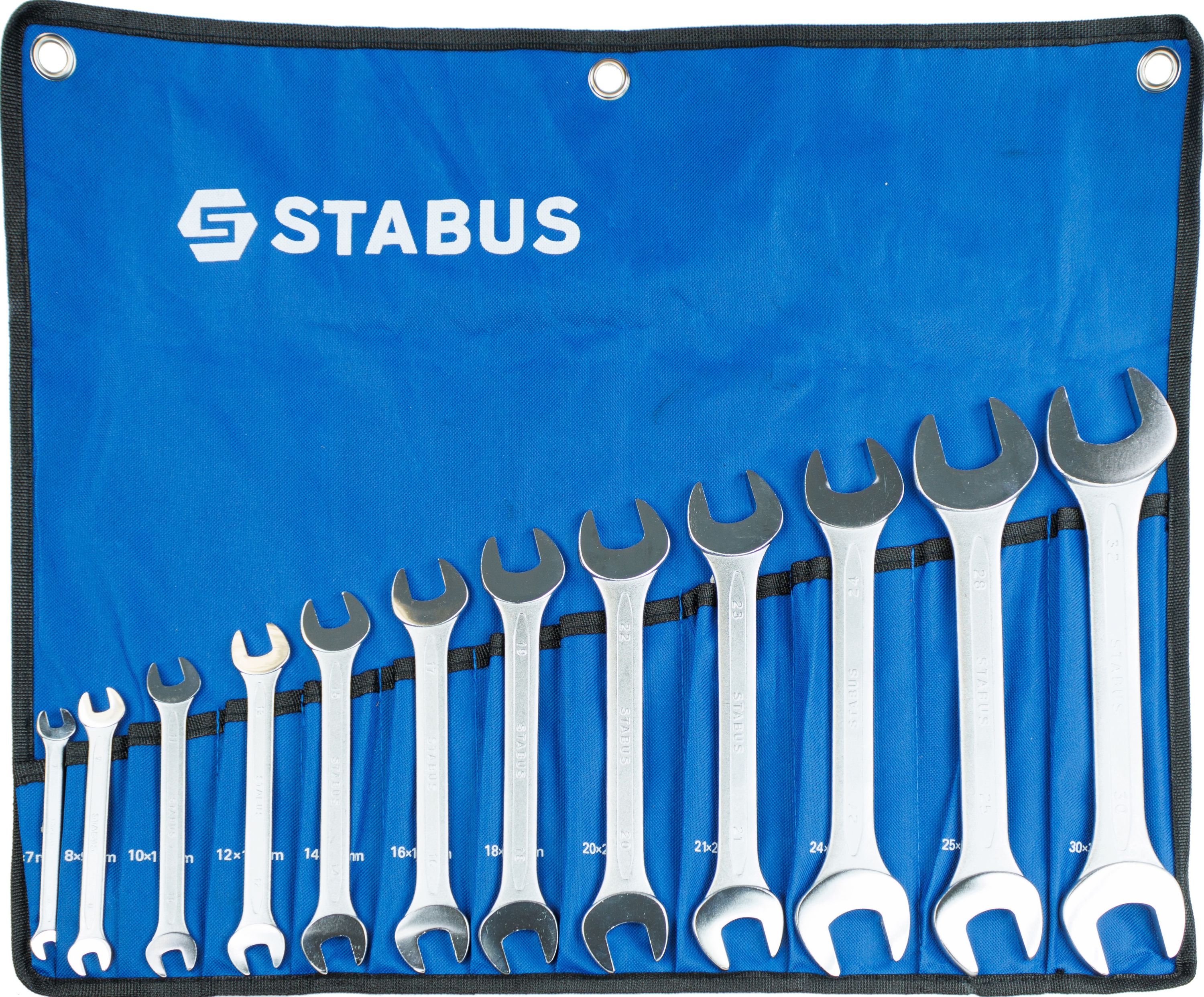 F_73967931_02 Stabus Doppelmaulschlüsselsatz aufgereiht in blauer Tasche