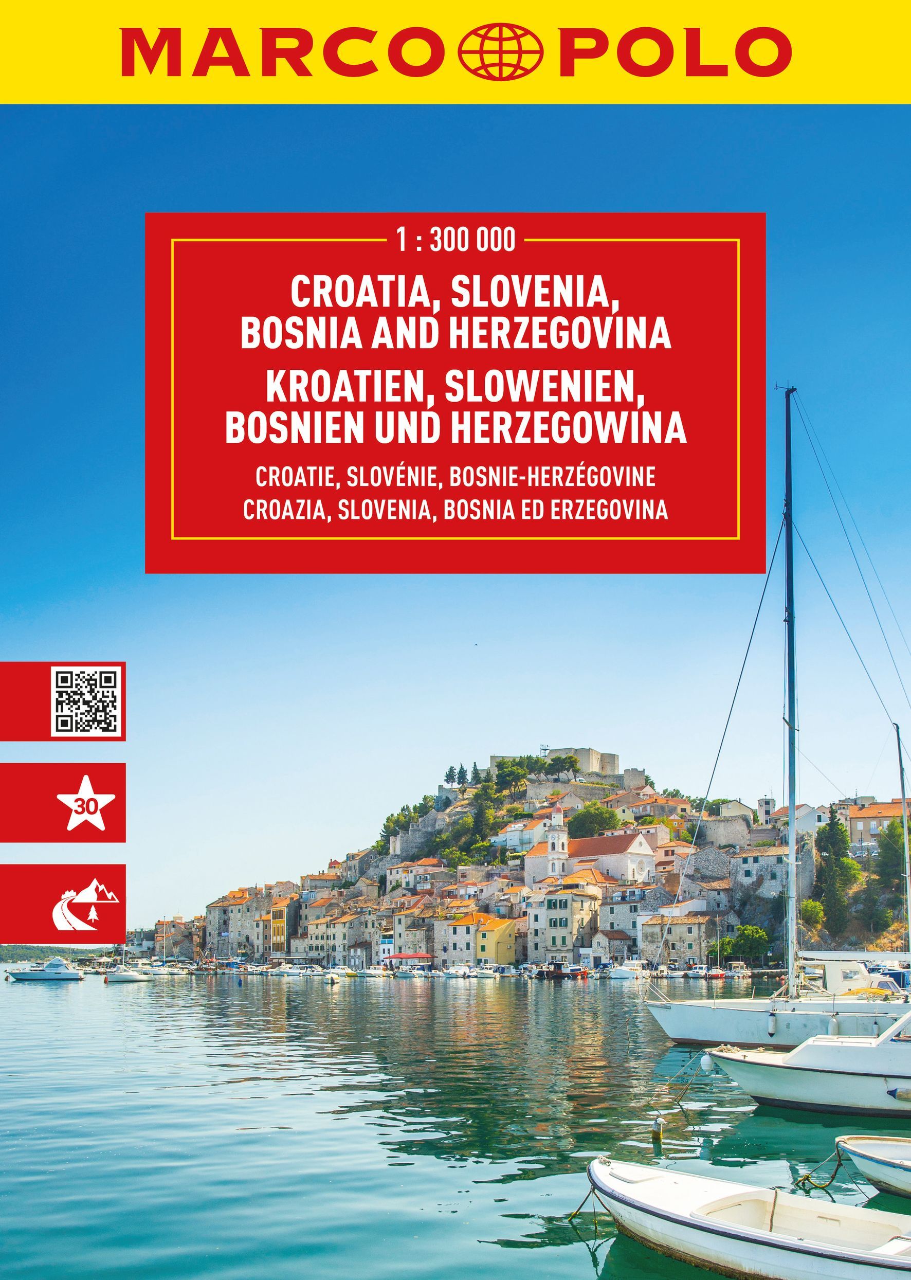 MARCO POLO Reiseatlas Kroatien, Slowenien Uferpromenade, Hafen, Werbung, Plakat, Jacht,