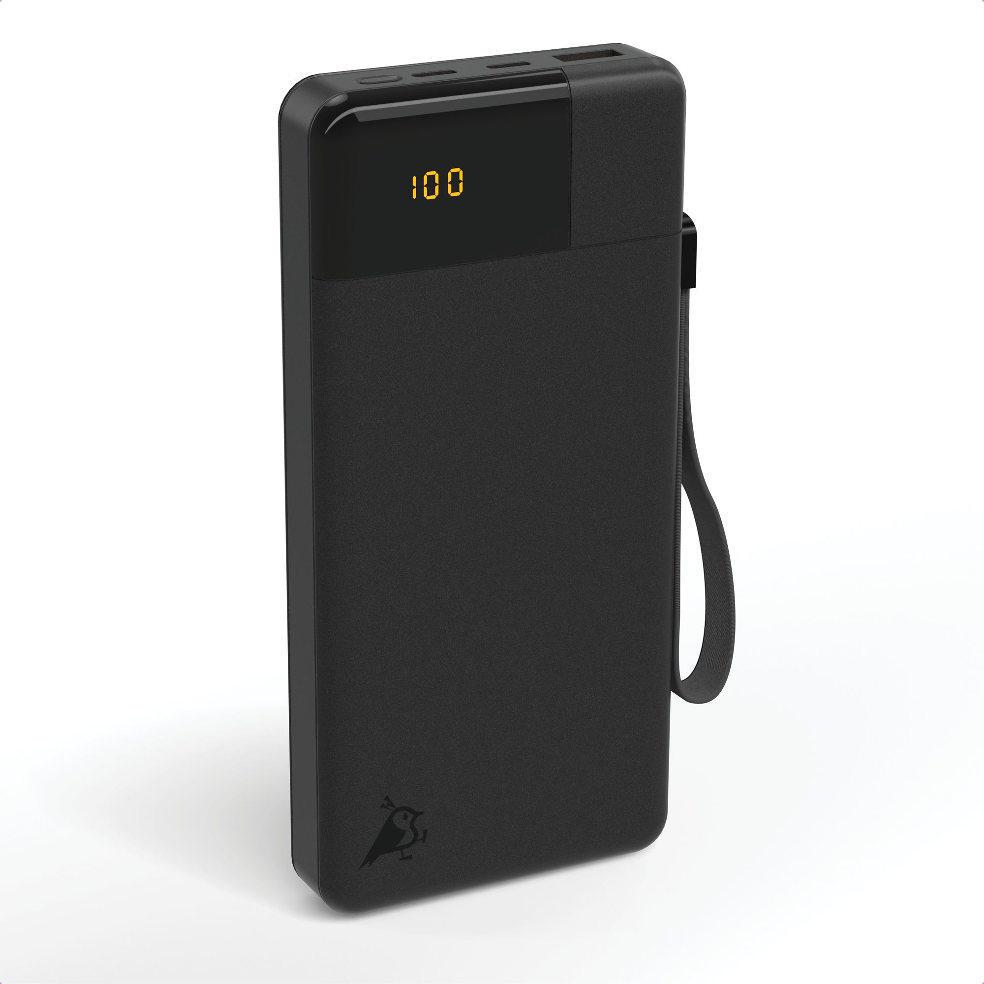 Power bank, Portable charger, Digitale Anzeige, Schwarz, Lanyard