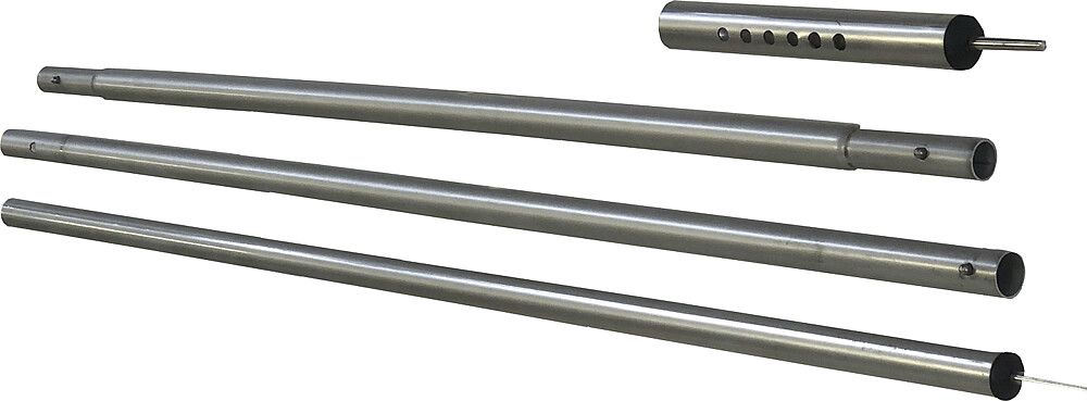 9961706100 BENT Alu Spannstab, auseinander geschraubt. Alle Stangenteile auf weißem Hintergrund