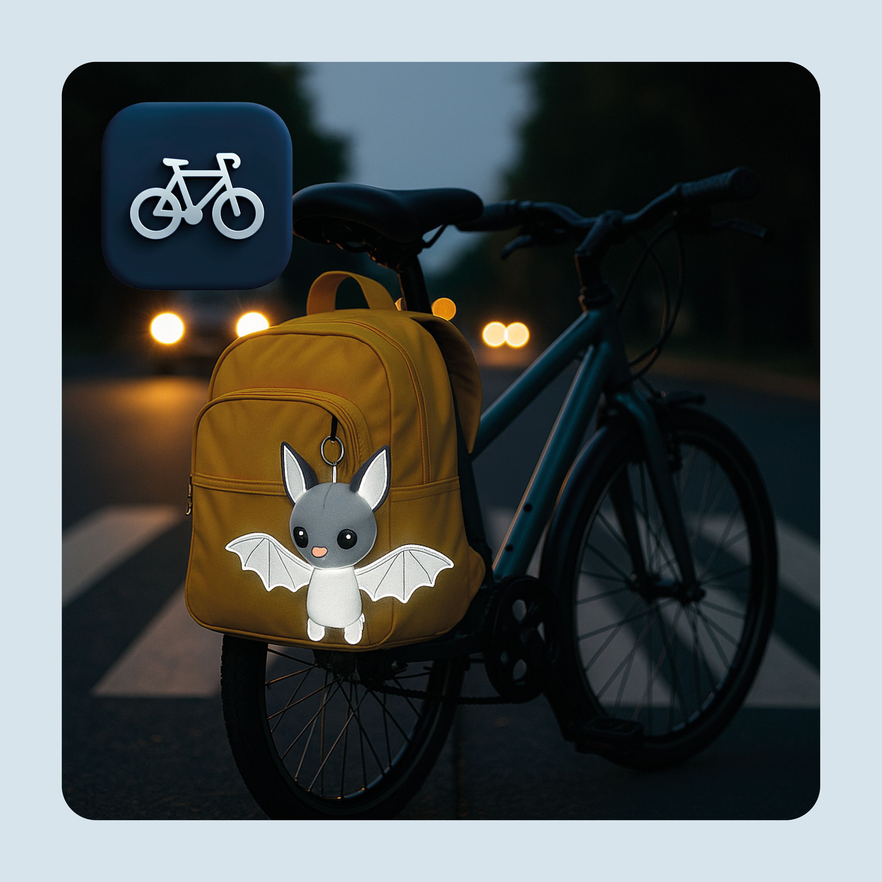 Rucksack, Fahrrad, Bat-Applikation, Gelb, Backpack-Charakter