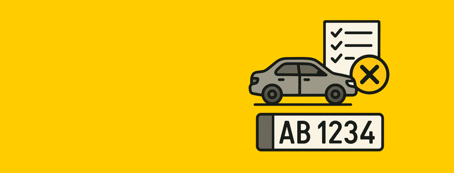 auto, verkehrsmittel, kennzeichen, checkliste, verbotsschild