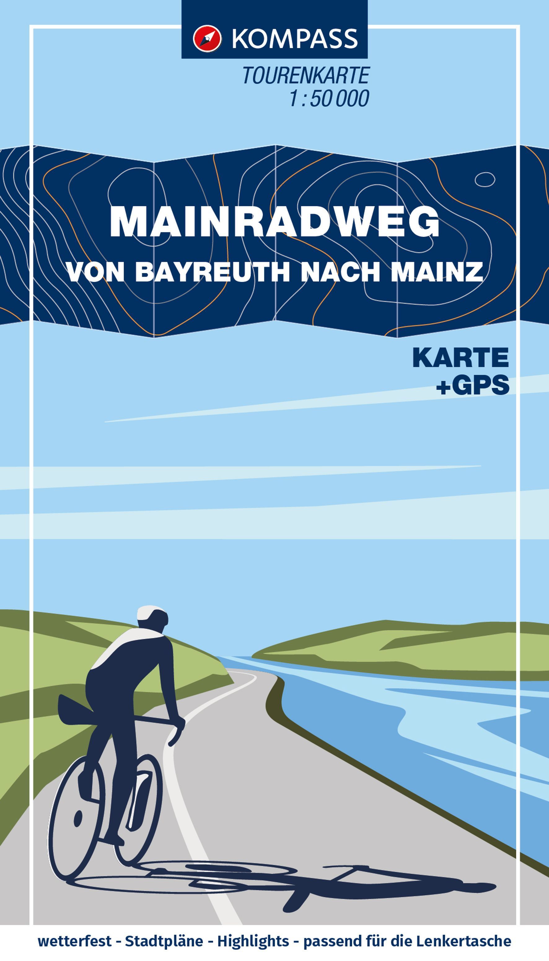 KOMPASS Fahrrad-Tourenkarte Main-Radweg, 1:50.000 Werbung, Plakat, Erwachsener, Mann, Person
