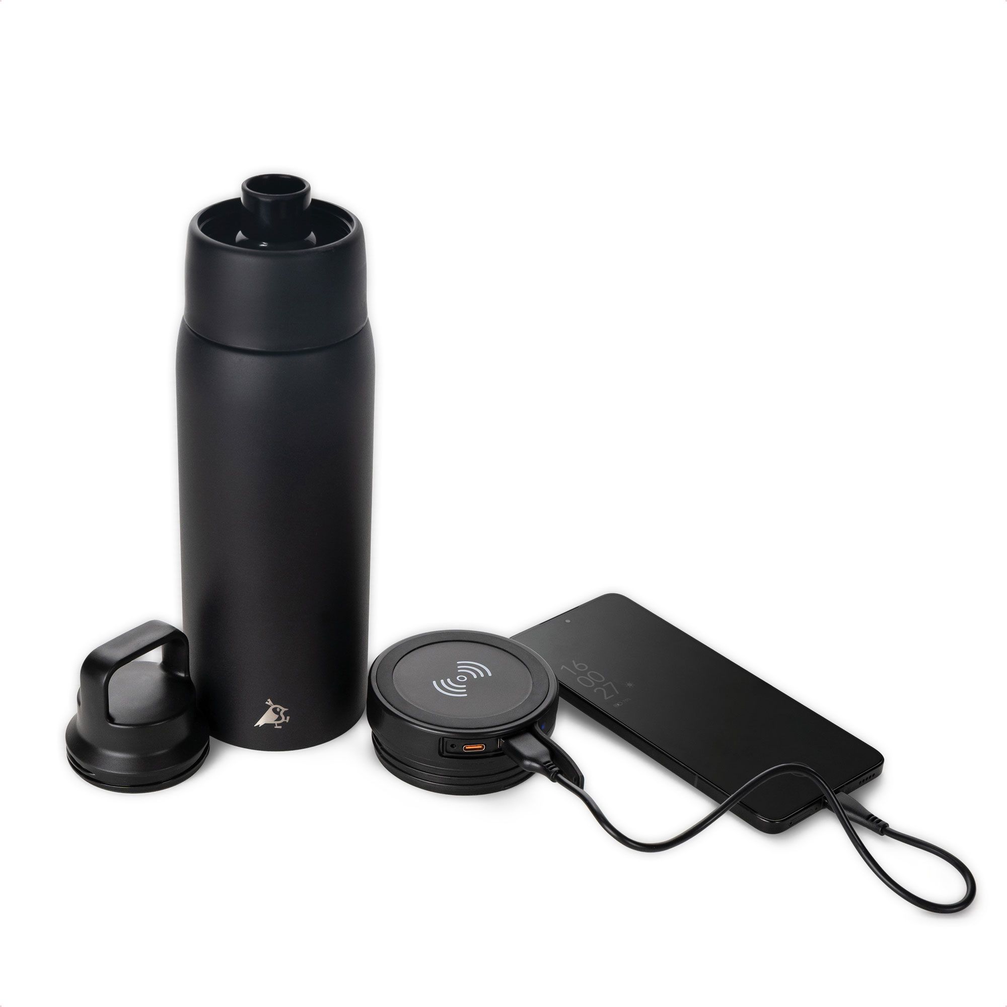 Trinkflasche, Thermosflasche, Wasserflasche, Auslaufsicher, USB-Ladeanschluss