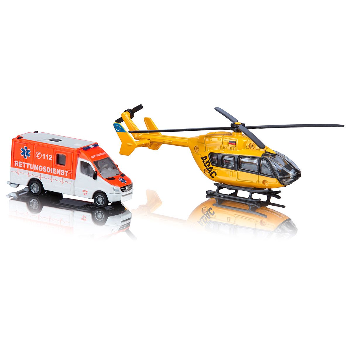 15290170-adac-rettungsdienst-set ADAC Rettungshubschrauber gelb, Spielzeug Krankenwagen