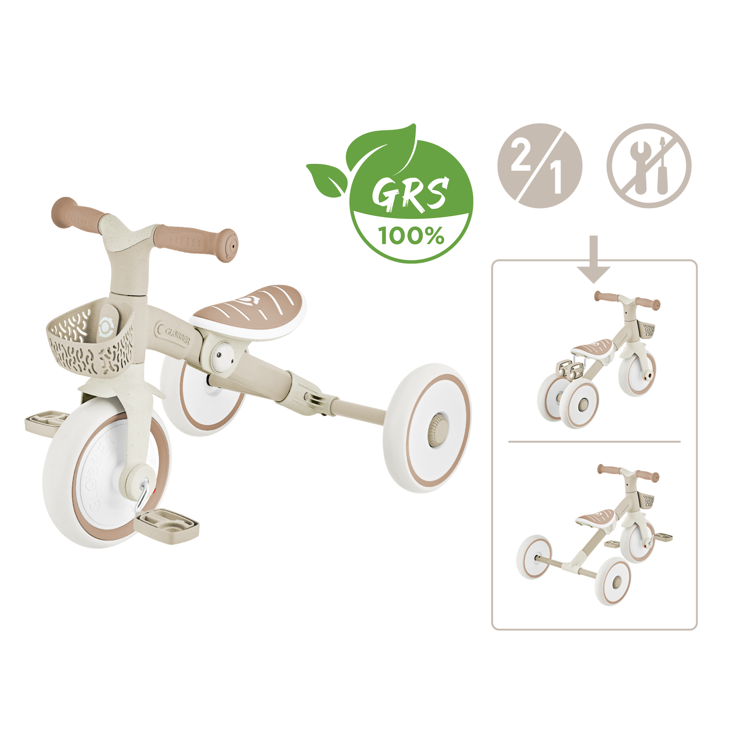 Kindergarten-Fahrrad, Tretroller?, Holz?, Beige, Zweifarbig, Kinderfahrrad, Dreirad, Trike, Holz, Beige