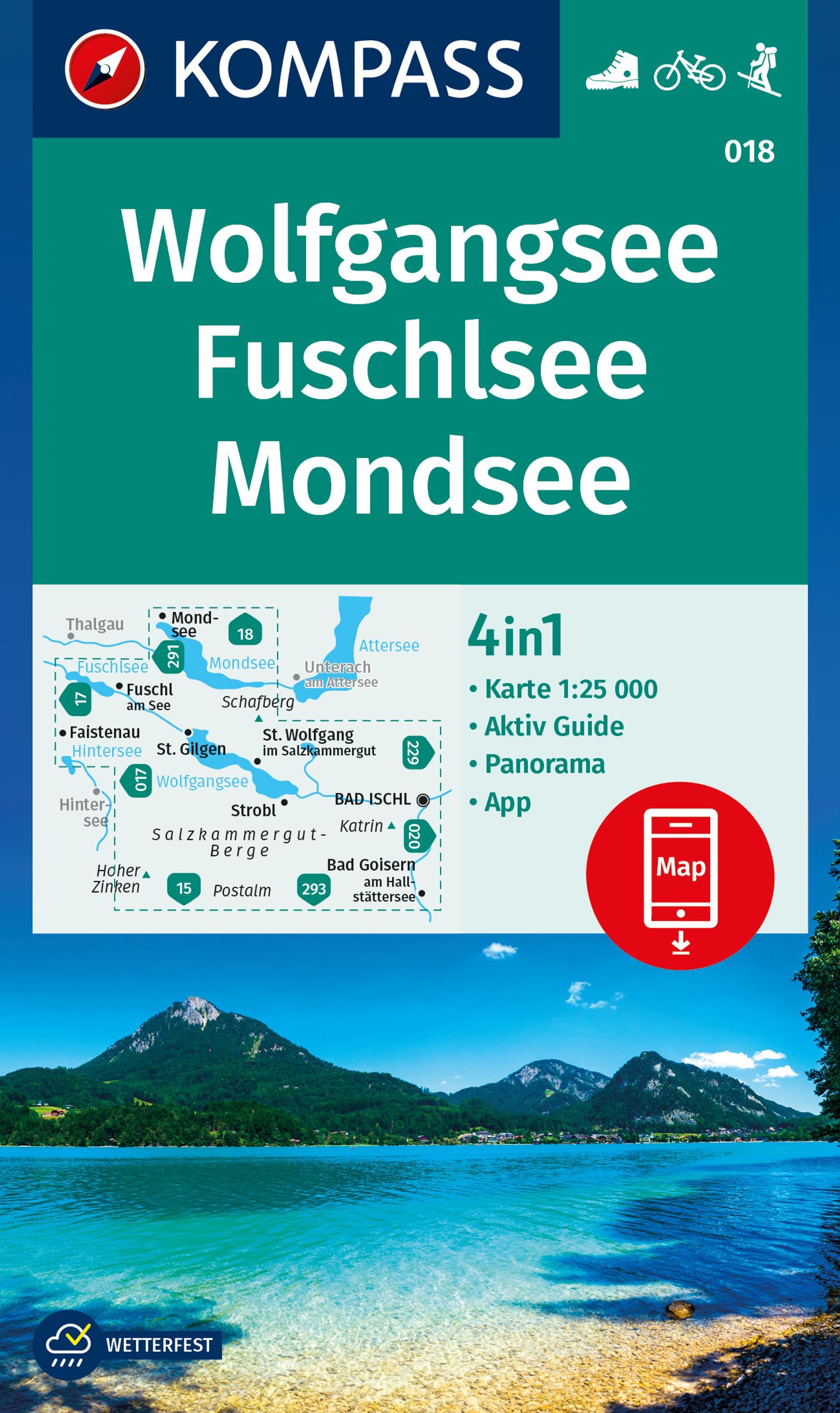 9783991218814borsznDMzUHSR Cover Kompass Wanderkarte Wolfgangsee, Fuschlsee, Mondsee