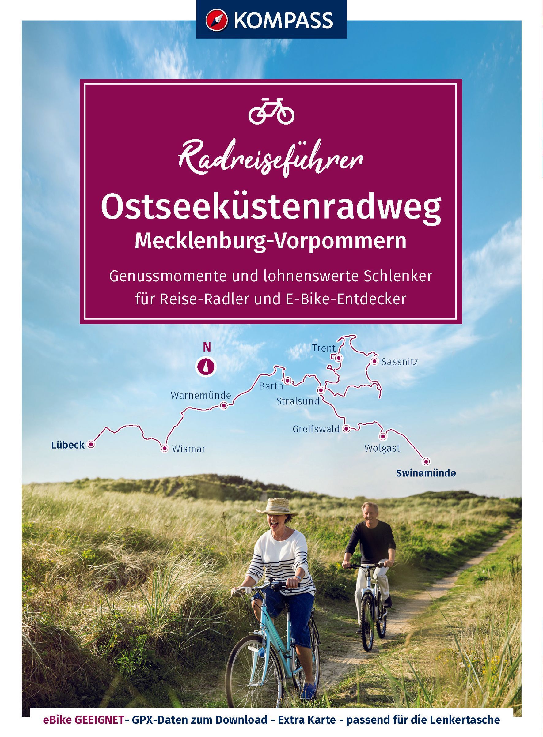 KOMPASS Radreiseführer Ostseeküstenradweg Werbung, Plakat, Person, Fahrrad, Rad