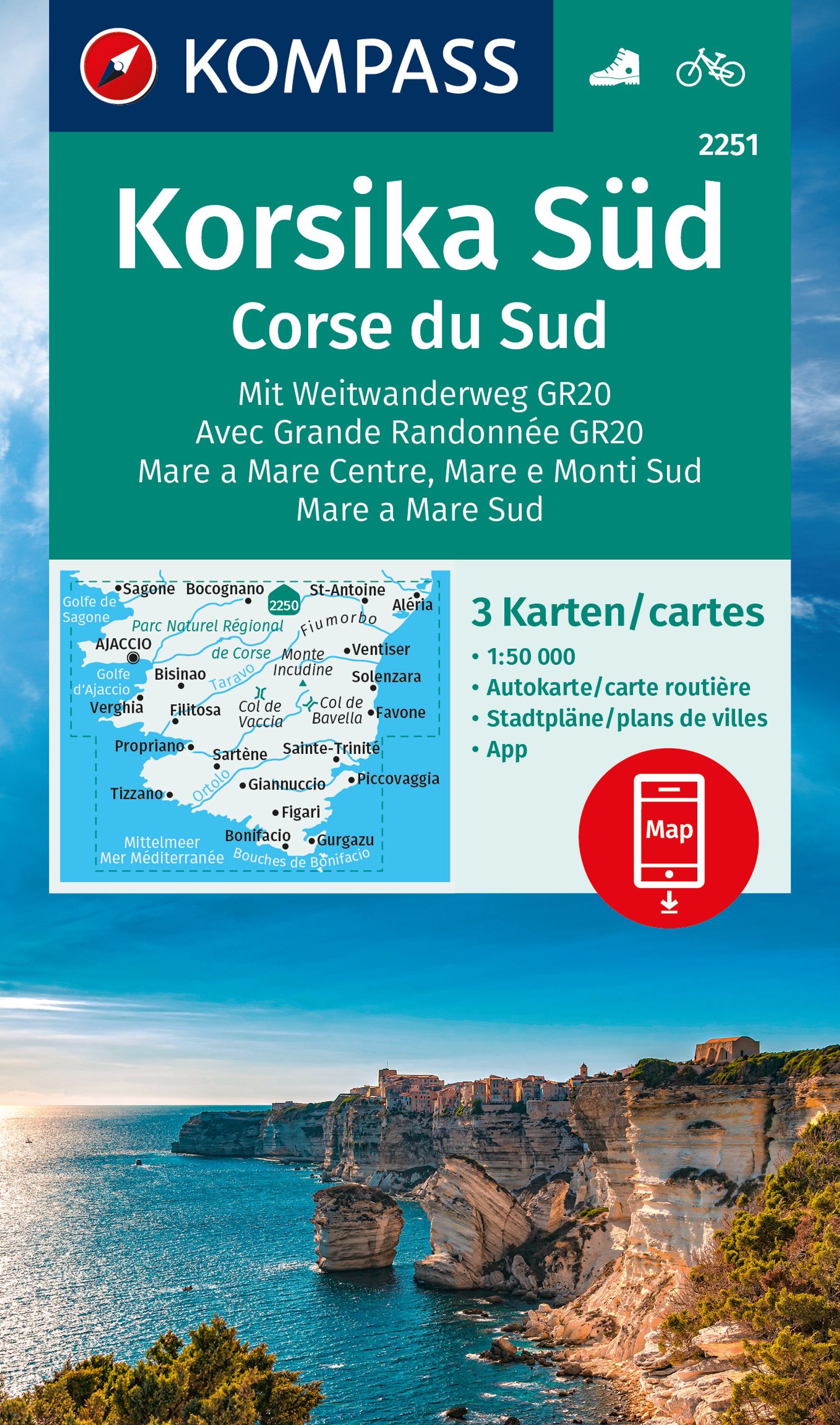 9783991218067 Cover Kompass Wanderkarte Korsika Süd