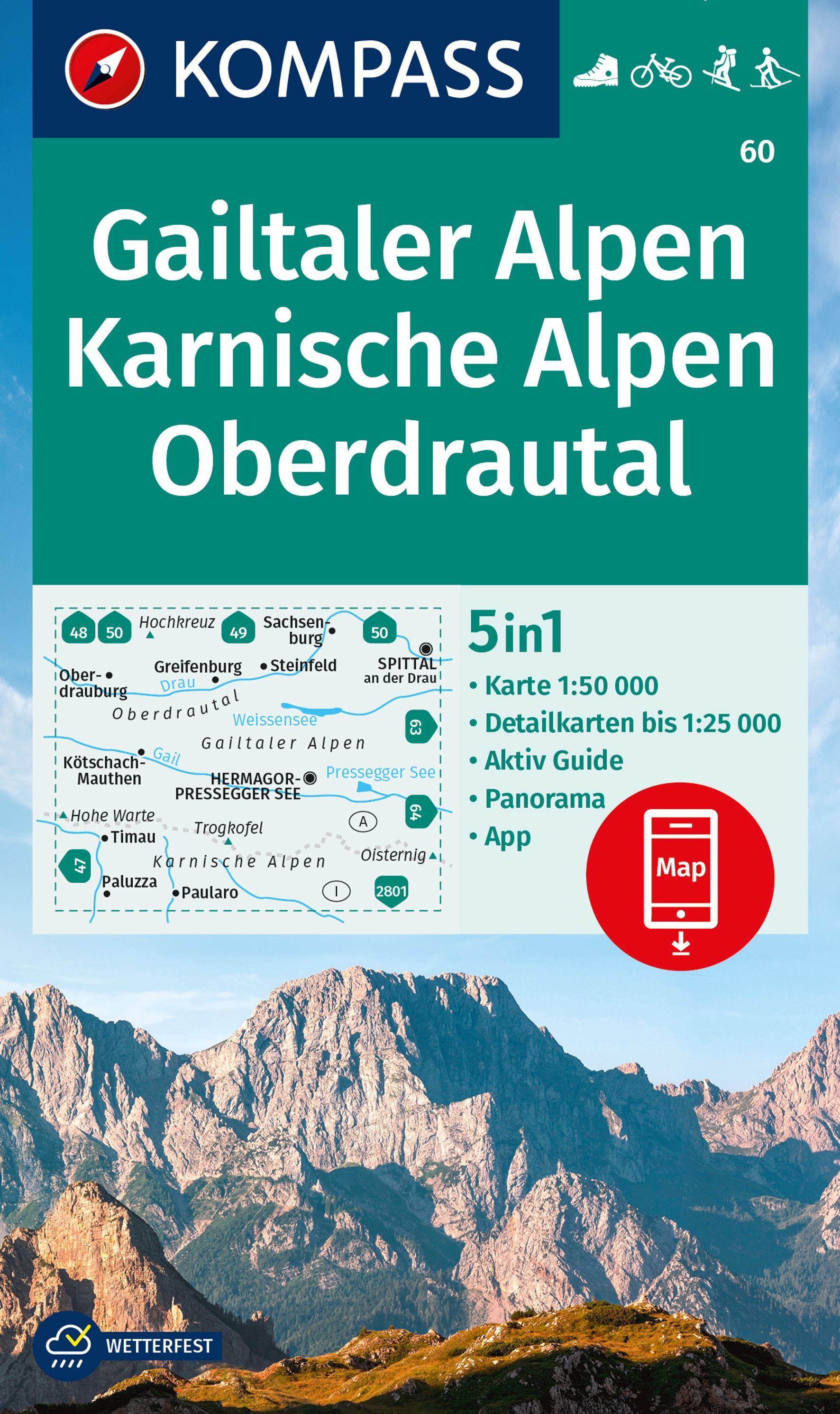 9783991217862 Cover Kompass Wanderkarte GAitaler Alpen, Karnische Alpen, Oberdrautal