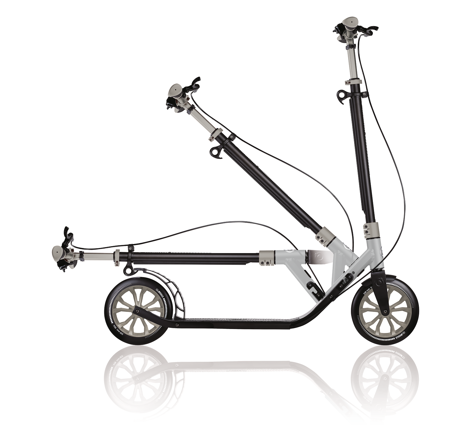 Faltbares Fahrrad, Klappbar, Foldable scooter, Lenkerstütze, Große Räder