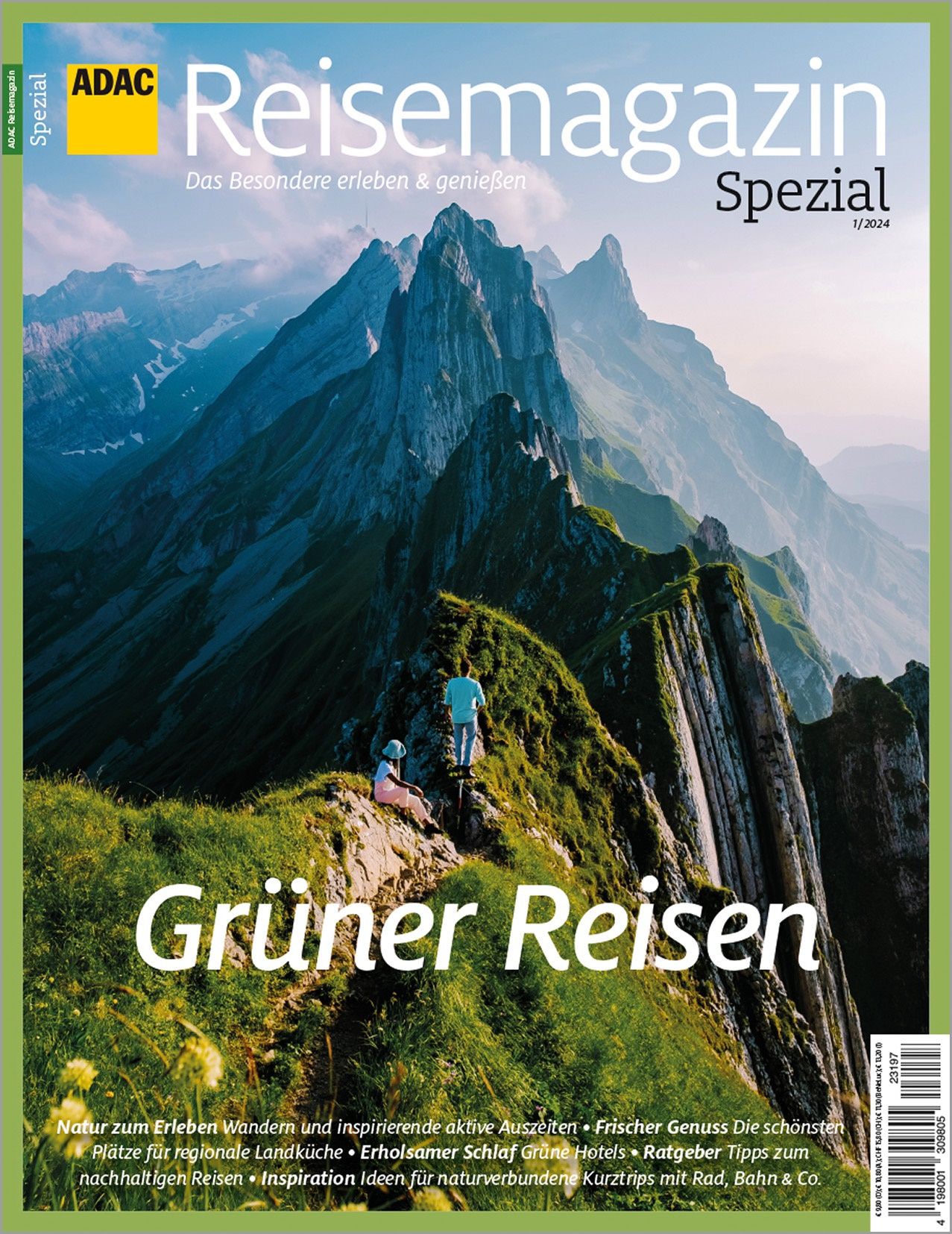 ADAC Reisemagazin Grüner Reisen Gebirgskette, Natur, Draußen, Gipfel, Plakat,