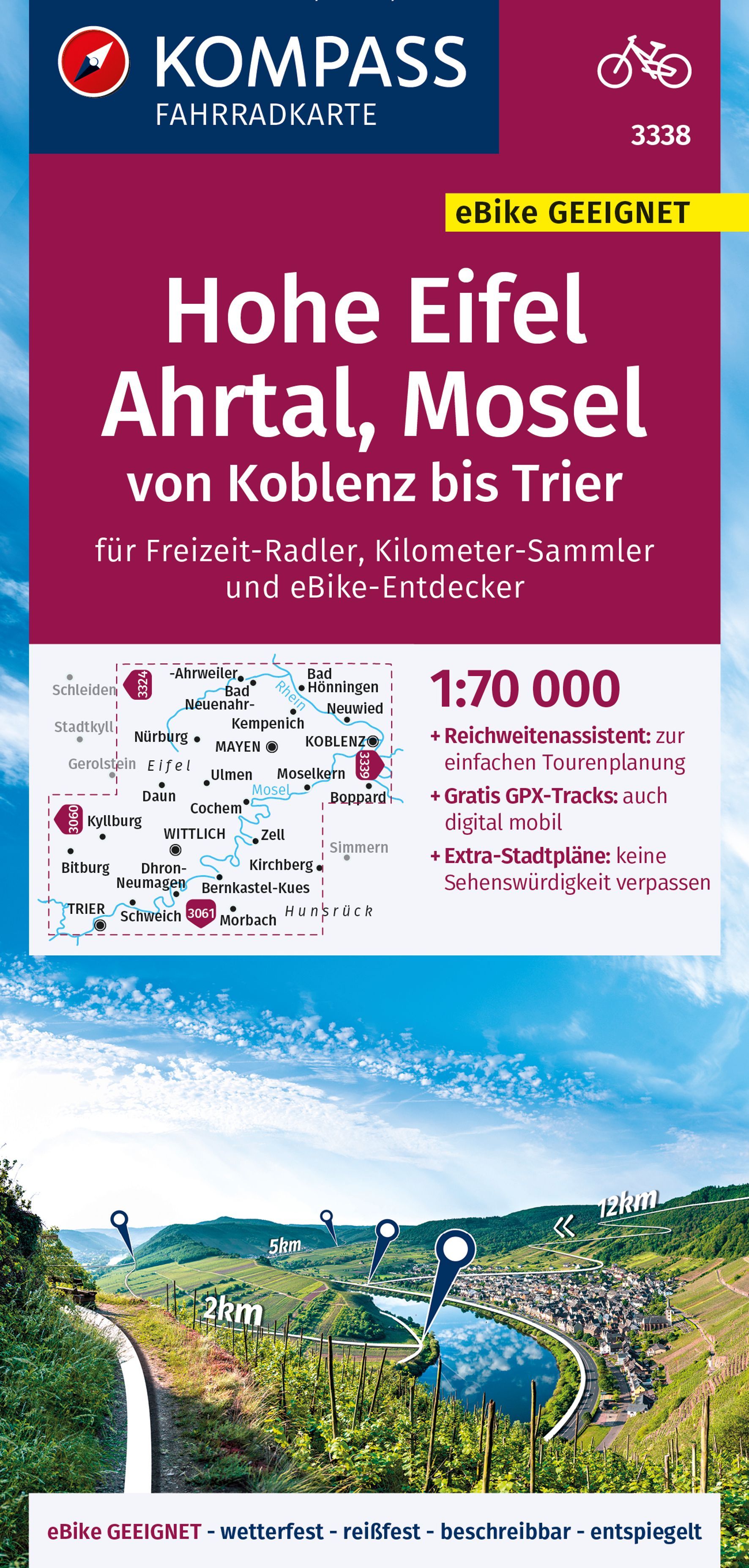 9783991540304 Cover Kompass Fahrradkarte Hohe Eifel, Ahrtal, Mosel