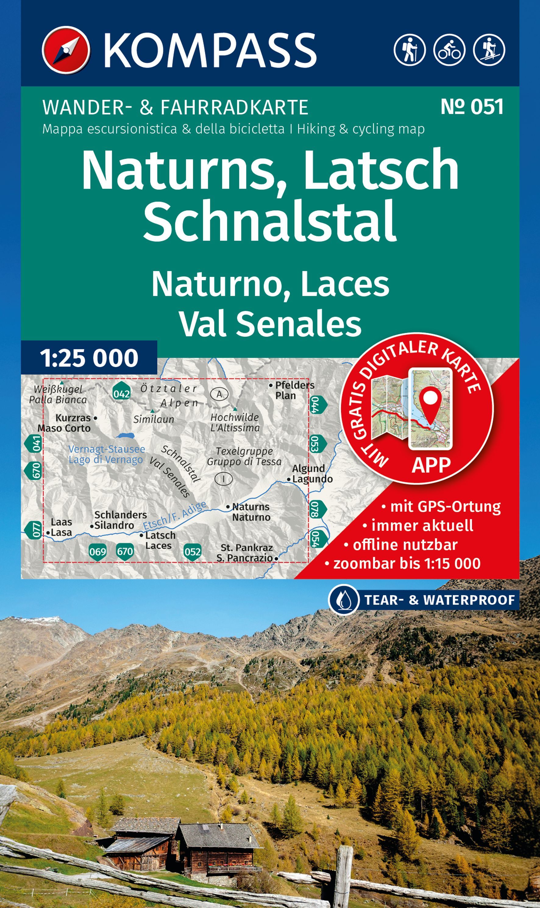 KOMPASS Wanderkarte 051 Naturns,Latsch,Schnalstal Werbung, Plakat
