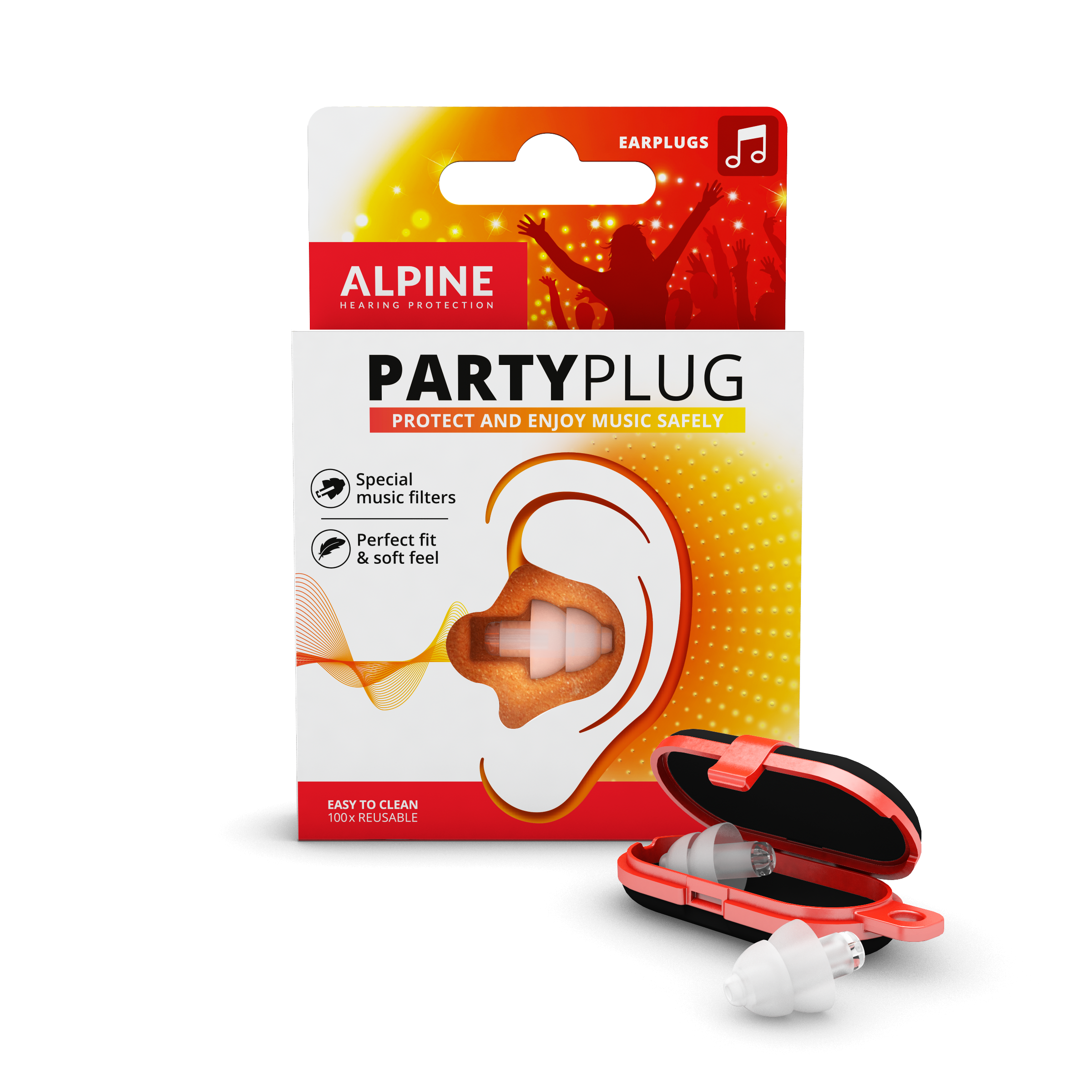 PartyPlug-transparant-Packshot-met-travelcase-en-oordop2 ohrstöpsel