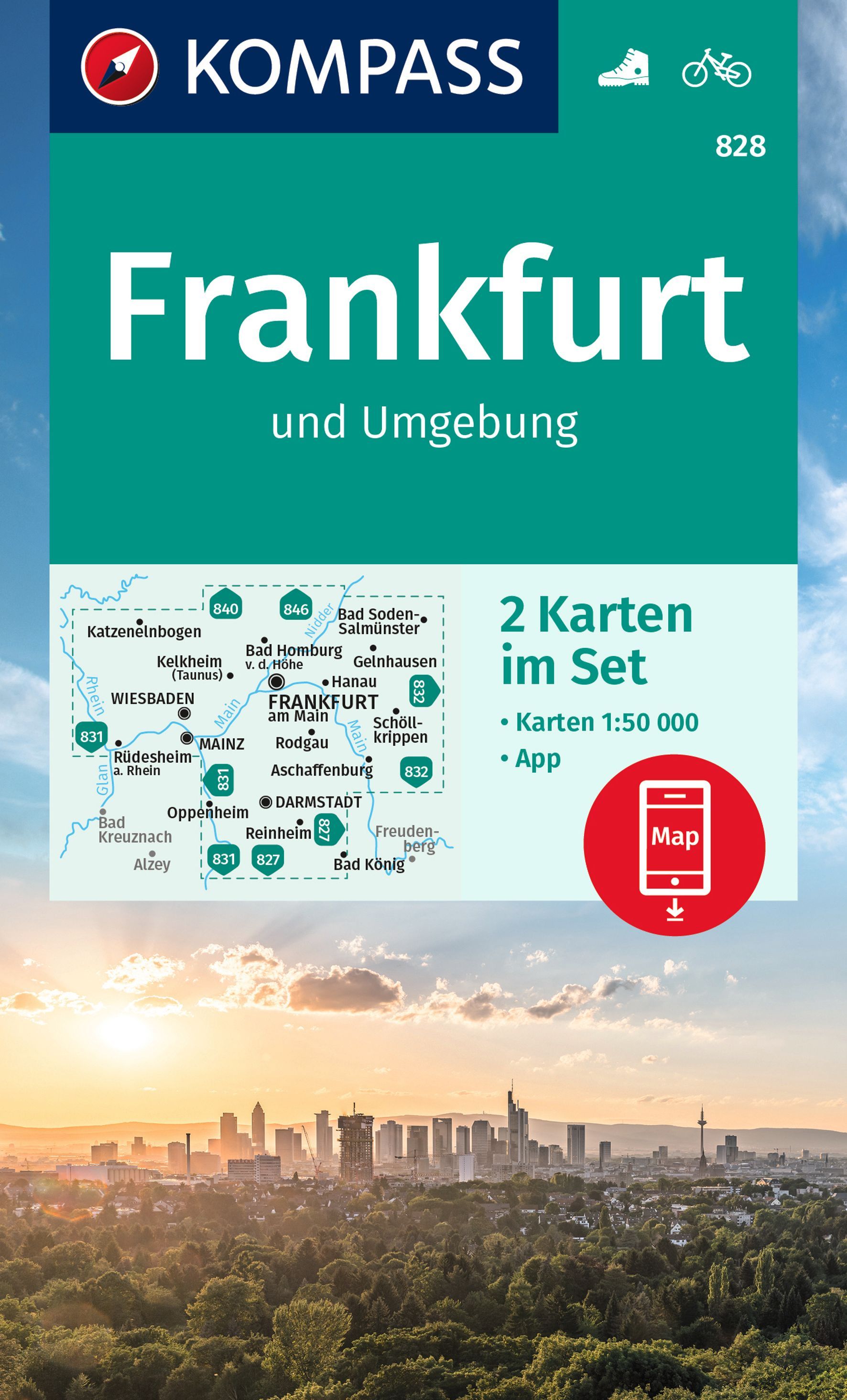 9783991214359 Cover Kompass Wanderkarte Frankfurt