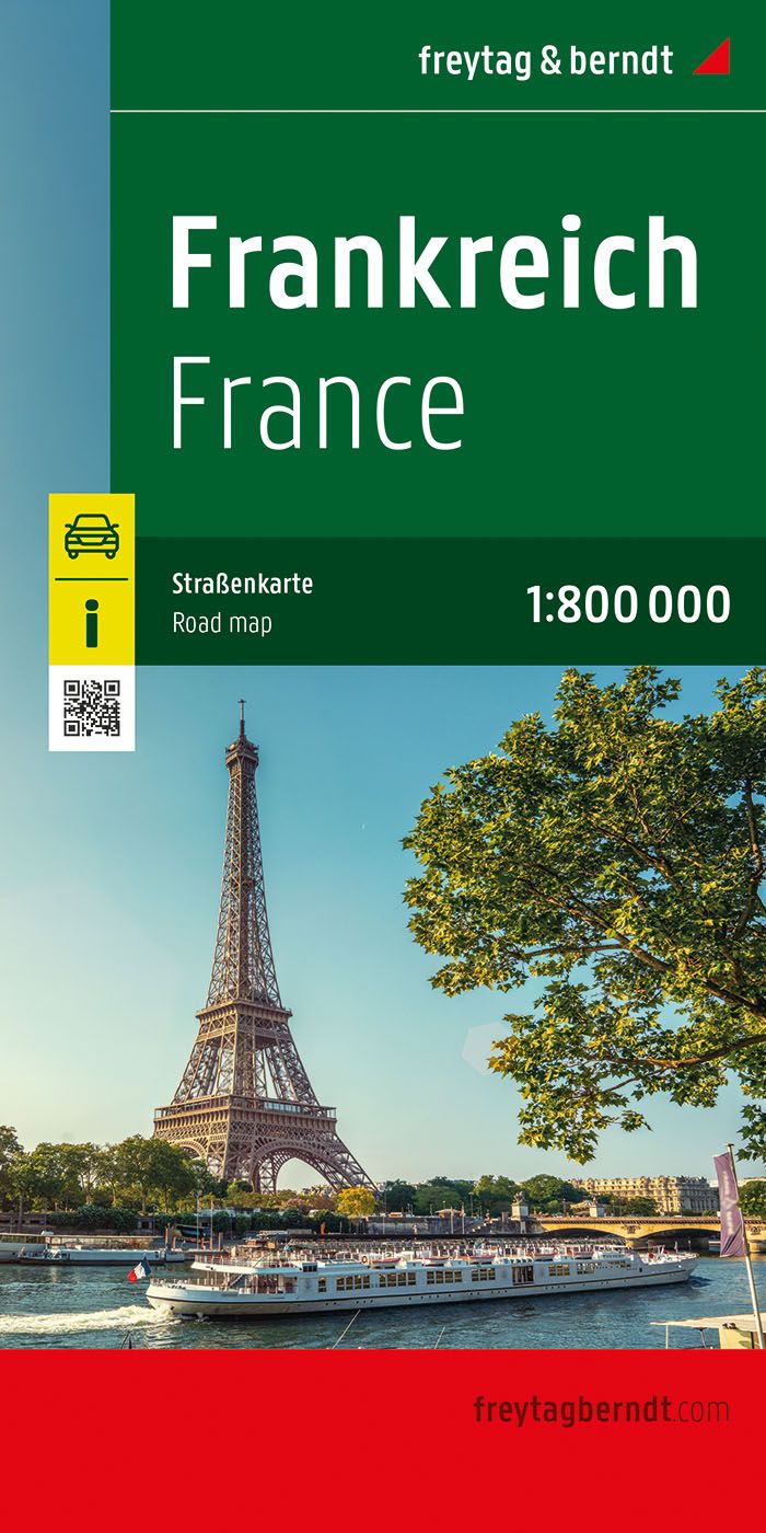 Frankreich, Straßenkarte 1:800.000, freytag&berndt Werbung, Plakat, Uferpromenade, Stadt, Boot