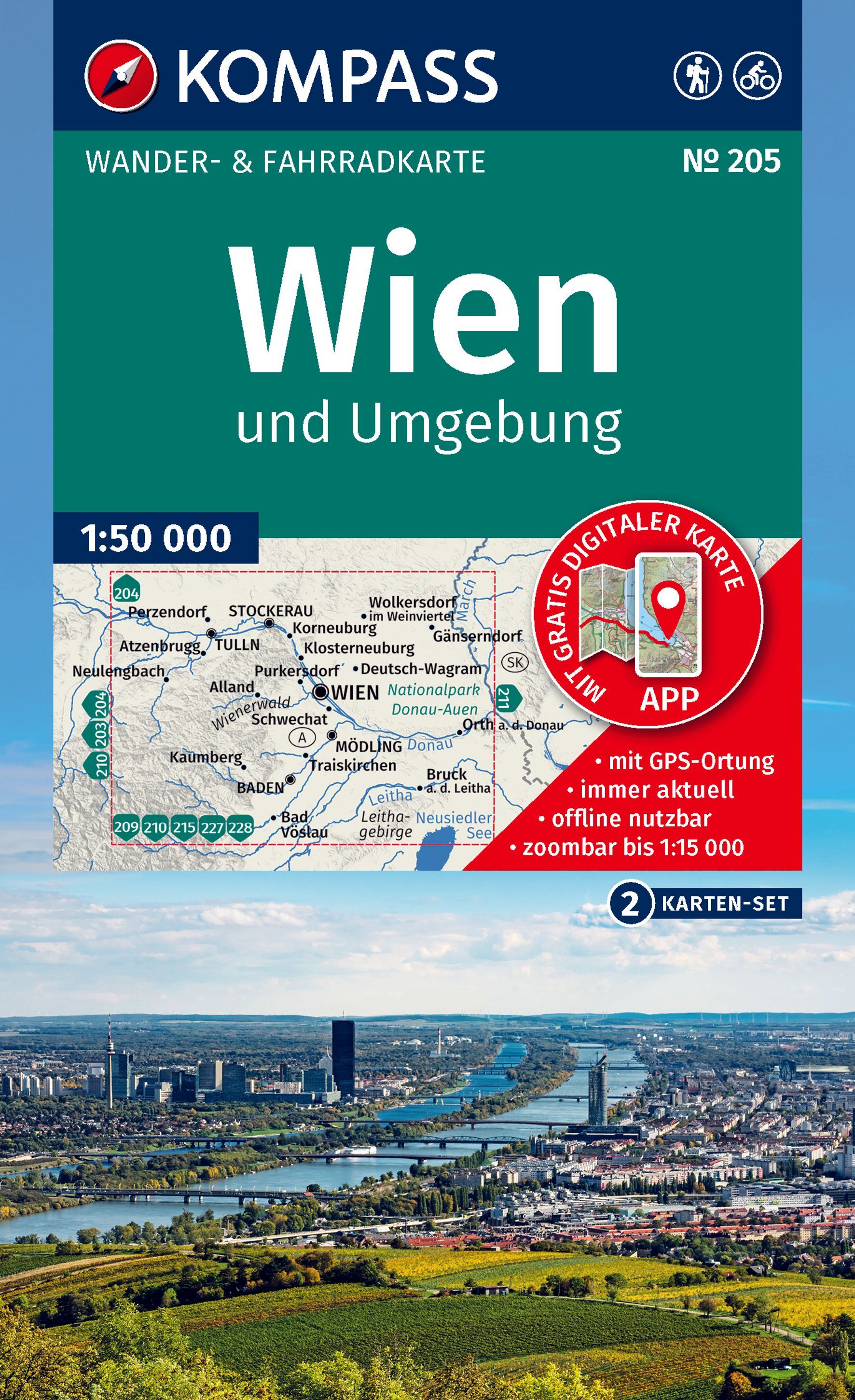 Kartenhülle, Wien, Umgebung, Wanderkarte, 2er Karten-Set