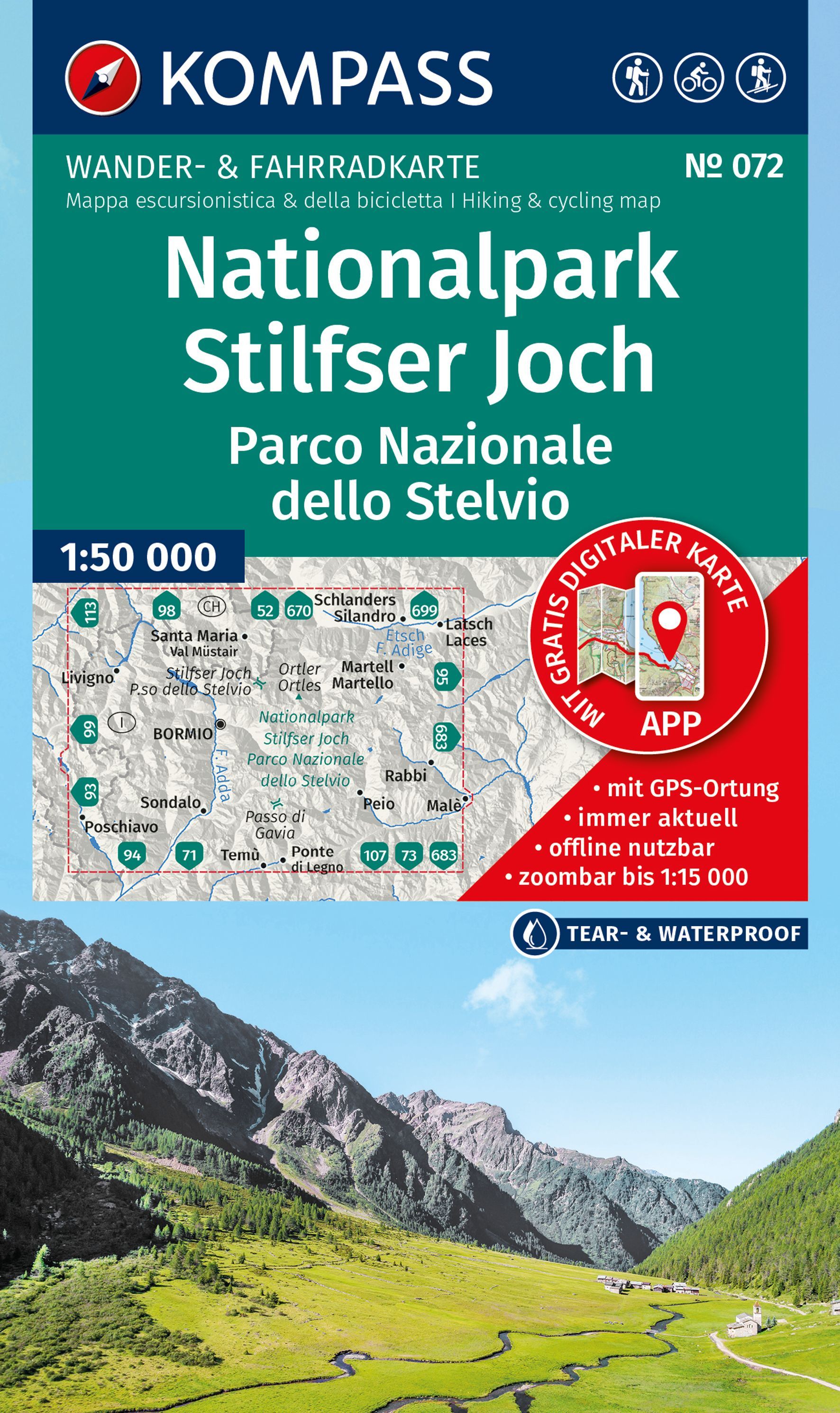 Wanderkarte, Wanderkarte mit GPS, Nationalpark Stilfserjoch, Parco Nazionale dello Stelvio, Schweiz/Italien Karte