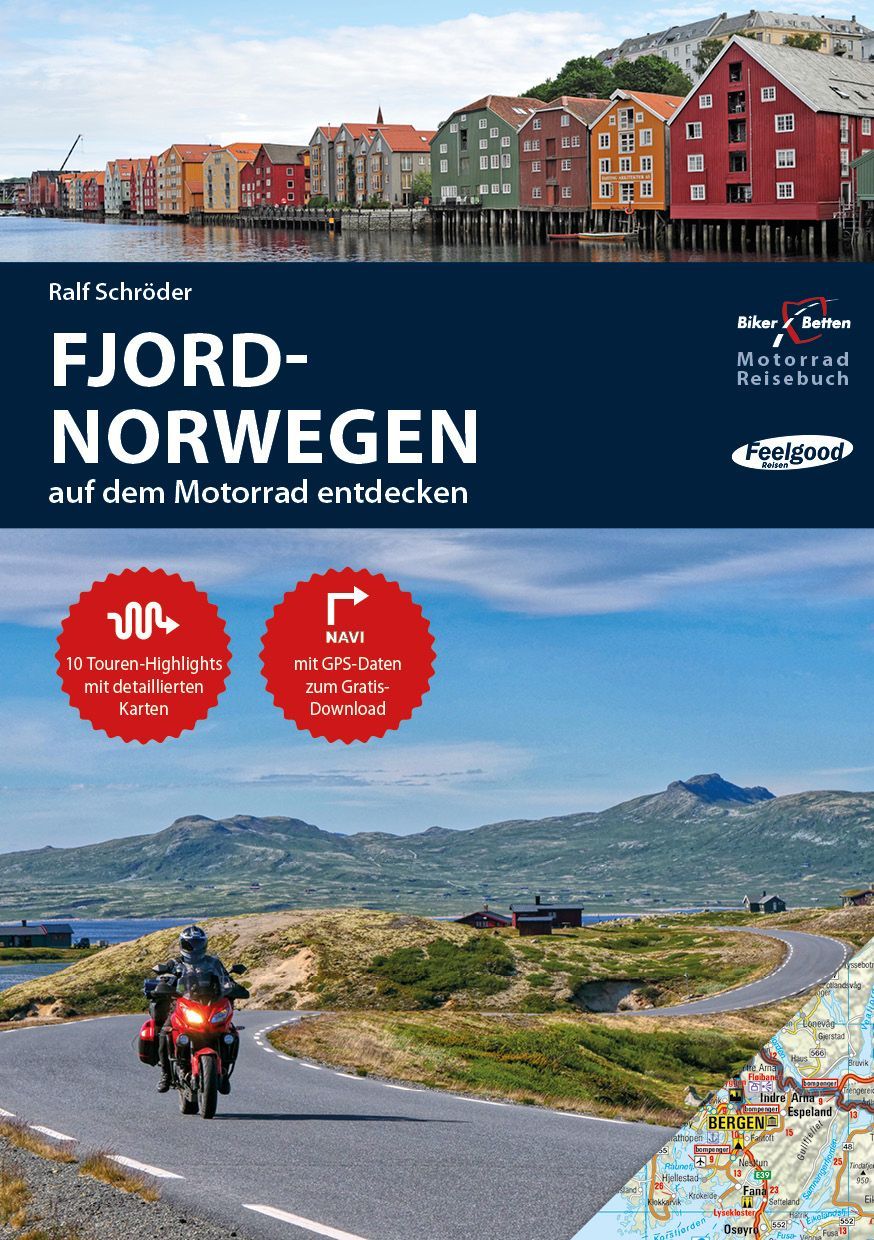 Motorrad Reiseführer Fjord-Norwegen Werbung, Plakat, Erwachsener, Mann, Person