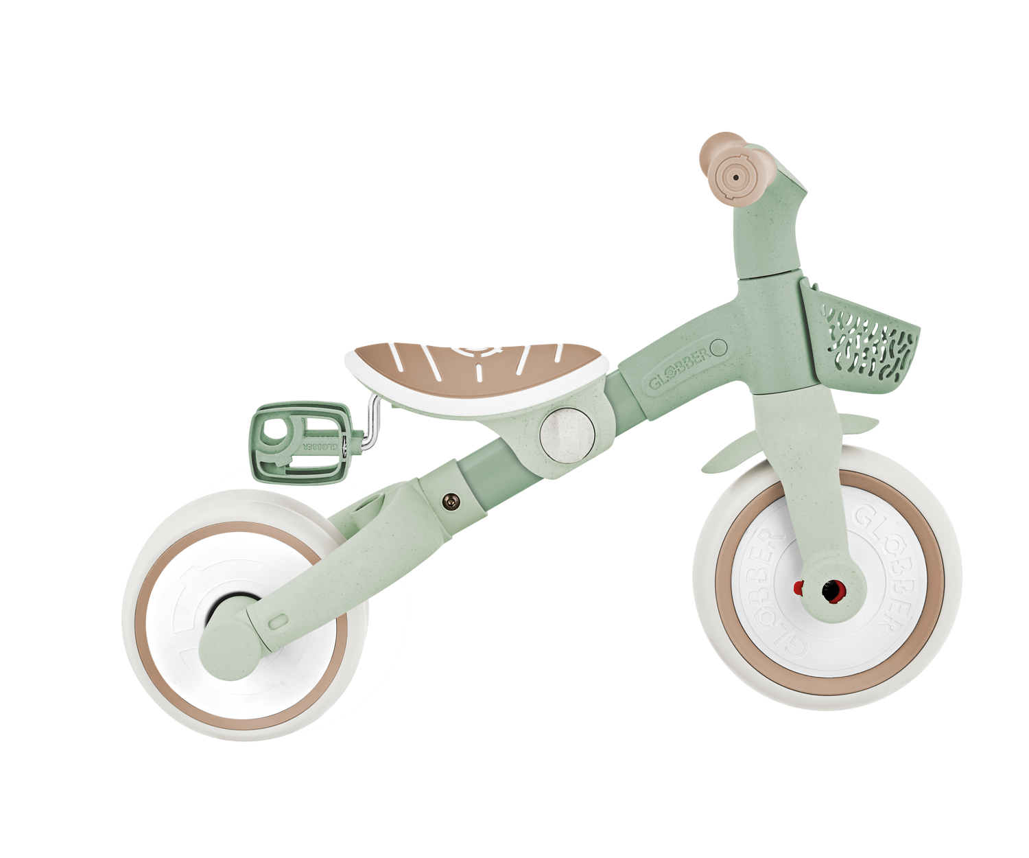 Kinderfahrrad, Balancebike, Holzoptik, Mintgrün, Räder breit
