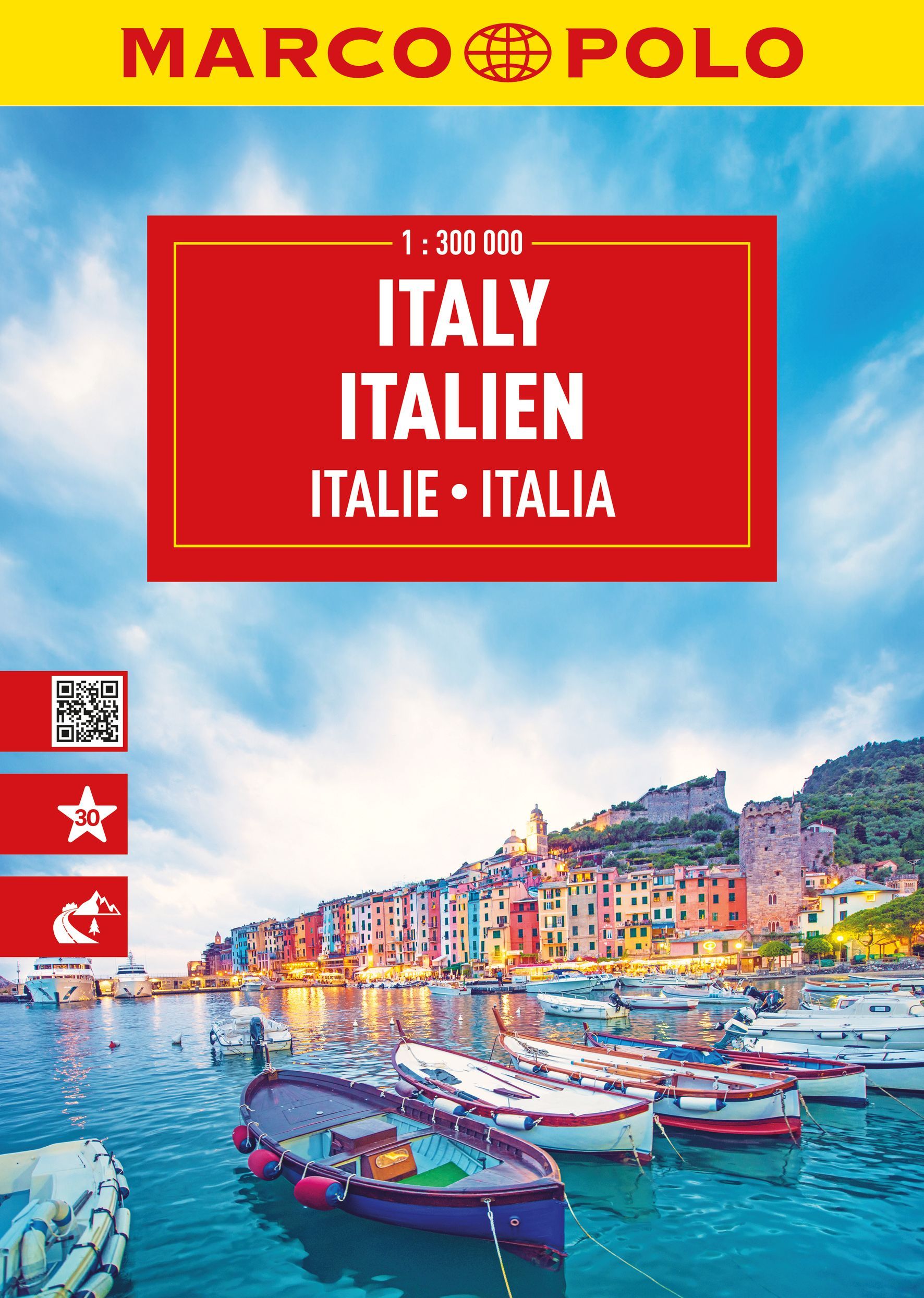 MARCO POLO Reiseatlas Italien 1:300.000 Wasser, Uferpromenade, Hafen, Seebrücke, Jachthafen,