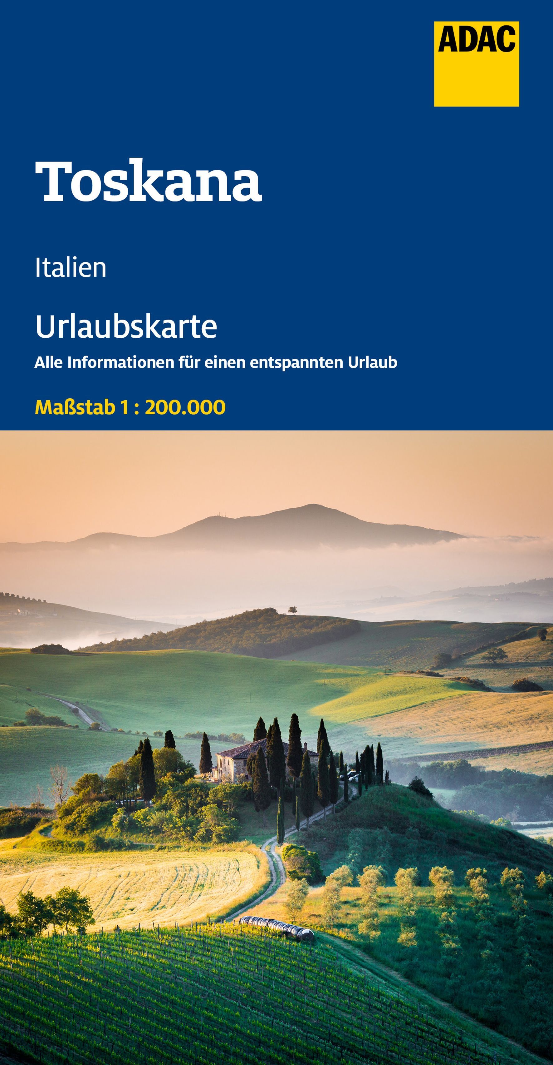 ADAC Urlaubskarte Toskana 1:200.000 Werbung, Plakat, Landschaft, Draußen, Szenerie