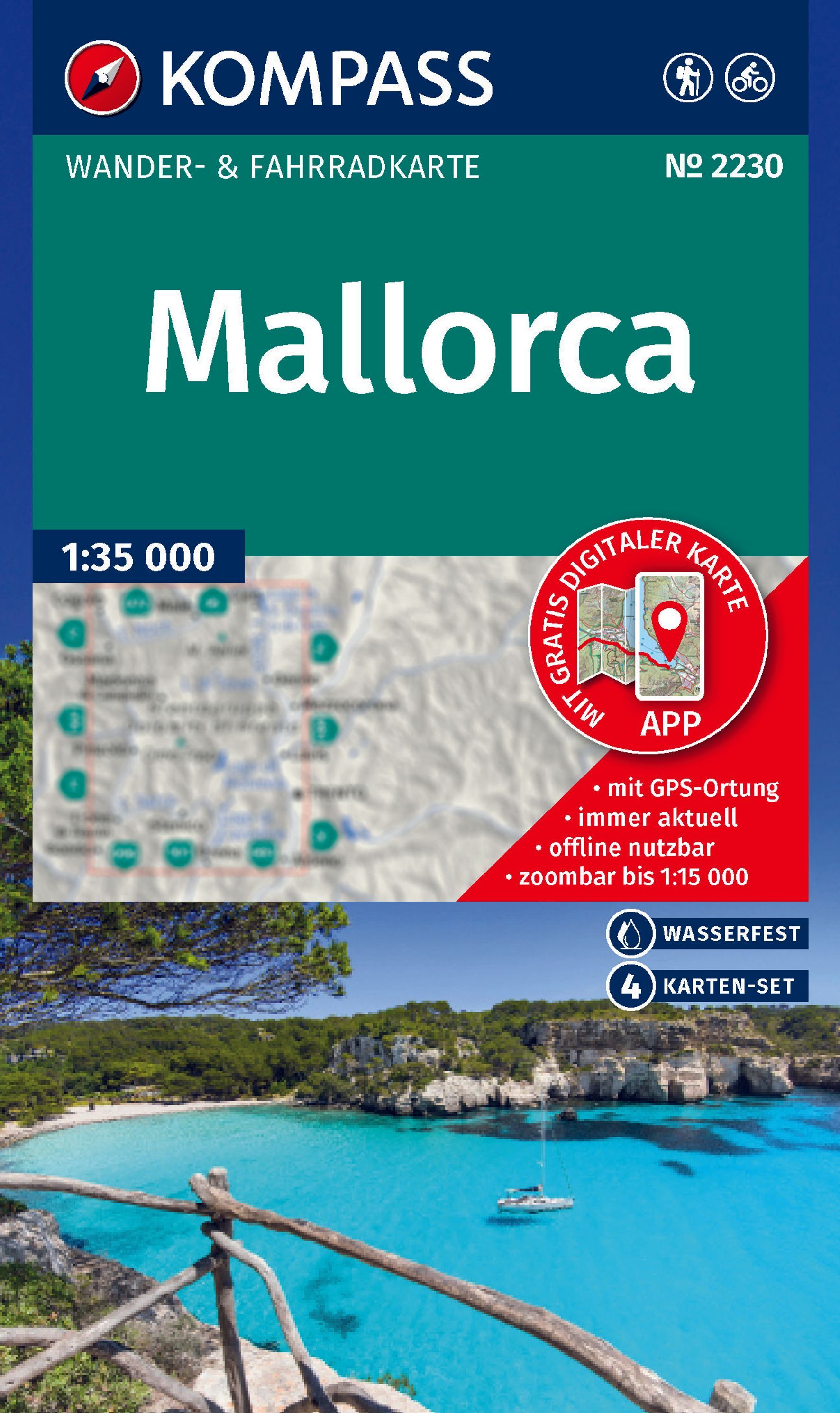 KOMPASS Wanderkarten-Set 2230 Mallorca (4 Karten) Werbung, Plakat, Land, Natur, Im Freien